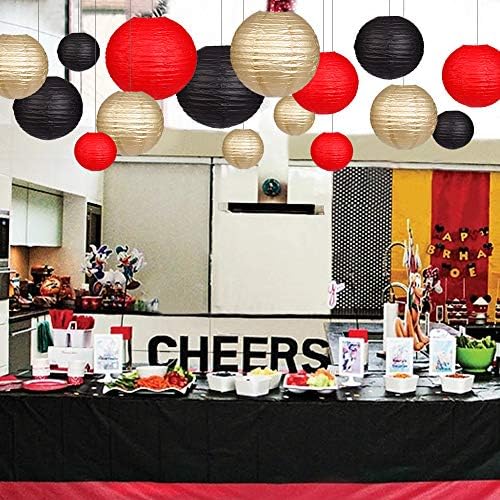 Round Hanging Paper Lanterns Black and Gold Party Decorations 15pcs - Image 5