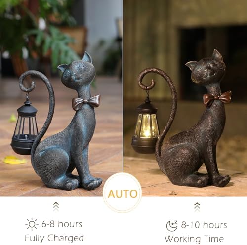 Cat Outdoor Statues with Solar Garden Light - Image 5