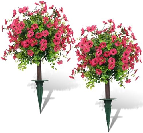 Artificial Shrubs for Outdoors 2‑Pack Rose Red Garden Yard by Unknown