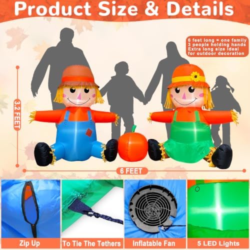 6FT Fall Thanksgiving Inflatables Outdoor Decorations with Built-in LEDs - Image 2