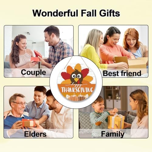 Thanksgiving Door Decorations - 12" Fall Turkey Welcome Sign for Front Door, Autumn Wooden Wall Decor for Home Outdoor Indoor Office​-B03 - Image 7