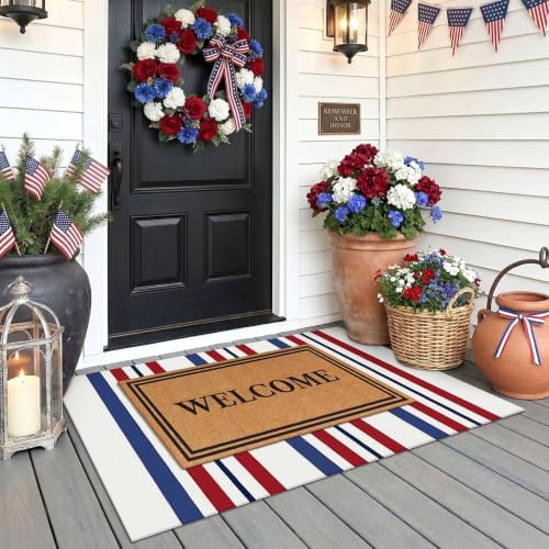 KOZYFLY 250th Anniversary Patriotic Blue Red White Striped Rug 24 x 35 Inch - Image 2