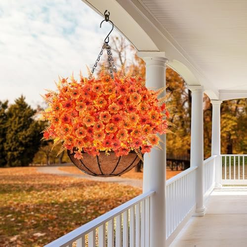 16PCS Artifcial Fall Flowers, Silk Flowers with Eucalyptus & Ferns - Image 4