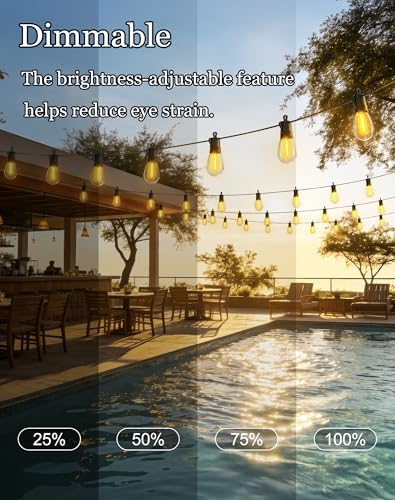 65ft-Solar-Powered-Lights-Outdoor-Waterproof-String Lights-Outside-Patio-Yard-Garden-Fence-Backyard-Deck-Porch-Balcony-Patios-Camping-Battery-Operated-LED-Fairy-Strip-Lighting-Hanging-Edison-Bulbs-S14 - Image 4