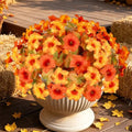 Artificial Fall Flowers for Outdoors, Faux Petunias Autumn Decoration, Fake Flowers Plants UV Resistant Look Real Silk Flowers for Outside Planter Front Door Porch Patio Yard (12, Orange-Yellow) by ArtistryThatNeverWithers