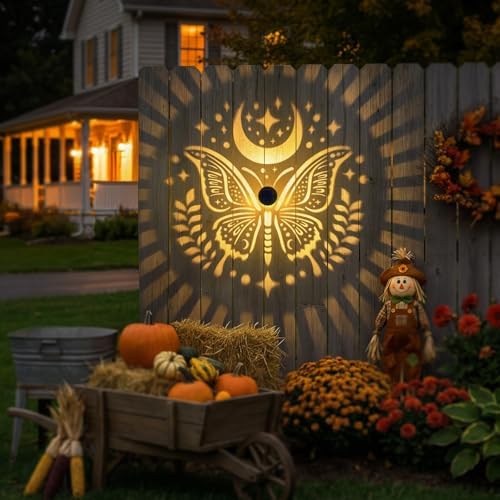 Gardsee Solar Fence Lights Outdoor 2 Pack Deck Step Wall Lights Butterfly Metal Waterproof LED Warm Yellow Light for Garden Post Patio Backyard Yard Decor (Black 1) - Image 4