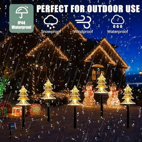 10 Pack Christmas Solar Pathway Lights, Solar Tree Lights Outdoor - Image 4