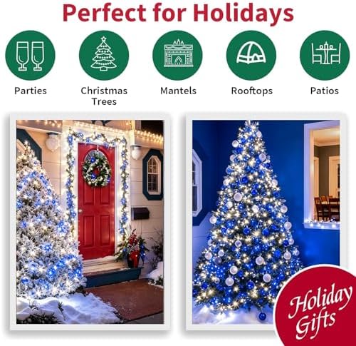 LAMPHOME Blue Clear Christmas String Lights, 150 Count 31.9FT Incandescent Mini Fairy Lights, UL Certified White Wire Hanukkah Lights for Indoor Outdoor Holiday, Xmas Tree, Hanukkah & Patio Decor - Image 7