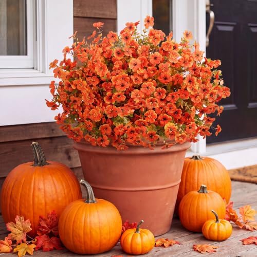 Artificial Flowers for Outdoors 12 Bundles Realistic Faux Plants UV Resistant Fake Silk Daisy with Eucalyptus for Boxwood Planter Patio Porch Outside Fall Thanksgiving Autumn Decoration(Fall) by Sggvecsy