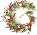 6.56 Ft 4th of July Flower Garland Wreath Patriotic Red Blue White Daisy Vine Garland Artificial Wild Floral Garland for Independence Day Arch Porch Stair Table Indoor Door Home All Year by Unknown