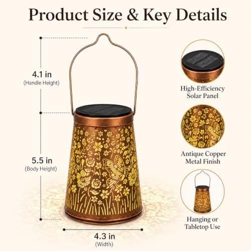 LeiDrail Butterfly Solar Lanterns, Outdoor Hanging Garden Lights, 2 Pack - Image 6