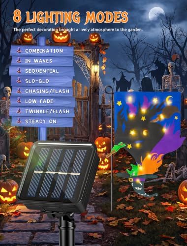 Lighted Halloween Garden Flag,12x18 Inch Solar Powered Witch Flag - Image 7