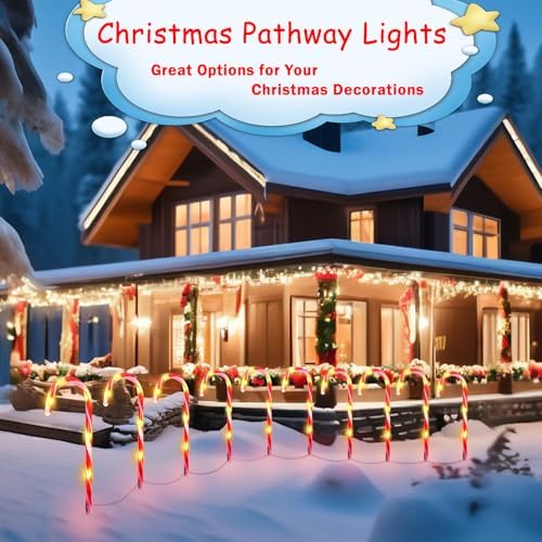 20 Pack Solar Christmas Candy Cane Lights, Christmas Decorations Outdoor Waterproof, Solar Powered Pathway Lights with 8 lighting Modes & Memory Function for Outside Party Garden Yard Patio Decoration - Image 4