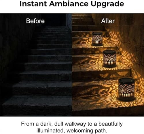 2PCS Decorative Solar Mandala Lights, Solar Powered Outdoor Deck Step Wall Lights, Metal Mandala Theme LED Waterproof Fence Light, for Garden Post Patio Backyard Yard Decor - Image 2