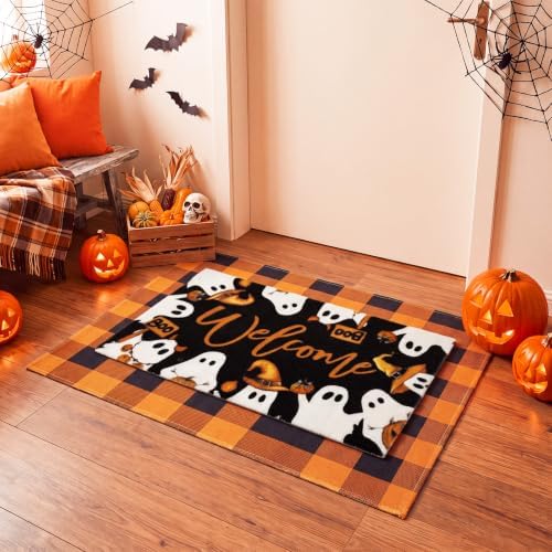 2 Pcs Halloween Door Mat Outdoor Welcome Ghost Boo Rug - Image 6