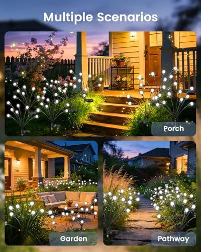 OZS 6 Pack Total 48 LED Solar Firefly Lights Fairy Outdoor - Solar Garden Lights Outdoor, Sway by Wind, Waterproof for Garden Patio Pathway Fairy Decor (Cool White) - Image 7