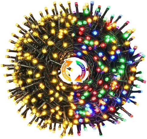 JMEXSUSS 250 LED String Lights, Warm White to Multicolor Christmas Lights by JMEXSUSS
