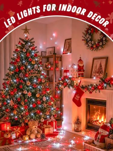 4Pack 60LED Fairy Lights Battery Operated with Timer, 20 FT Red and White - Image 6
