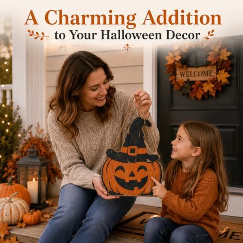 Retro Halloween Decoration Wooden Sign, Pumpkin Halloween Front Door Hanger, Spooky Wooden Pumpkin Sign for Indoor Outdoor Yard, Home Decorations Signs - Image 6