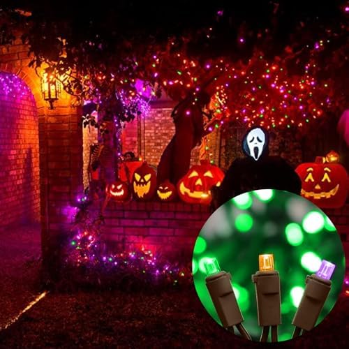 LAMPHOME Halloween String Lights - 21.6ft 100LED Orange Purple Green Mini Bulbs Lights, Halloween Lighting Decor for Outdoor&Indoor Use, Fairy Garden, Yard, Home, Party, Holiday Decoration - Image 5