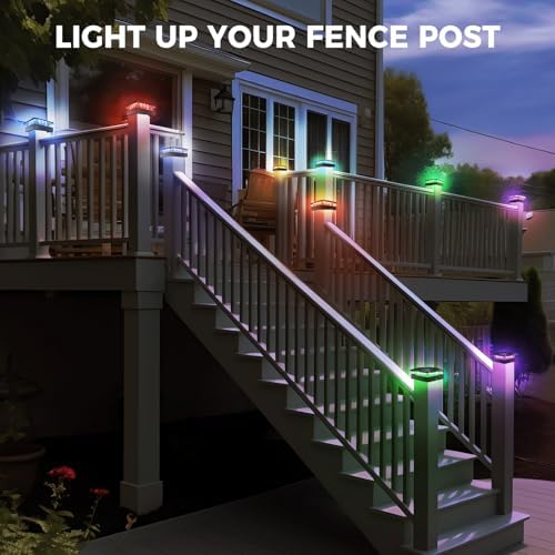 Peasur 20 Pack 4x4 Solar Post Cap Lights RGB Color Changing - Image 7