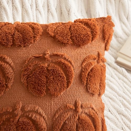 MIULEE Fall Pillow Covers Pumpkin Fall Decor 20x20 Dark Rust - Image 2
