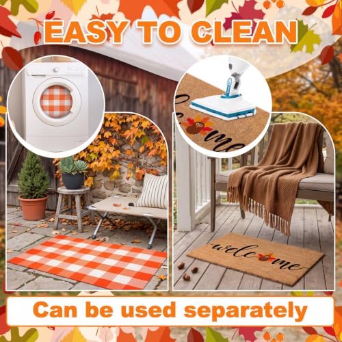 Duraaamo 2 Pcs Thanksgiving Welcome Doormat Outdoor, Turkey Coir Doormat - Image 4