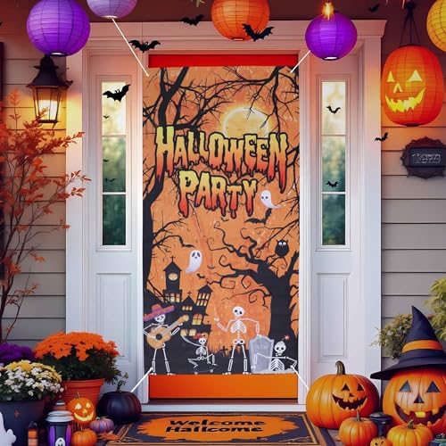 Halloween Door Decorations Horror Moon Night Banners for Front Door Porch Outdoor Decor Window Wall by BULLSPANN