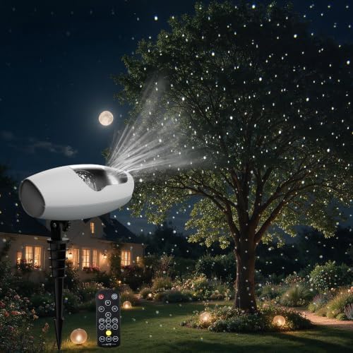 Outdoor White Star Galaxy Projector, AIRIVO Lights Projector, Christmas Snowflake Projector with Remote Control, Holiday Decor Garden Light for Home, Patio, Landscape by AIRIVO