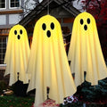2PACKS Solar Hanging Ghost Lights for Halloween Decorations Outdoor,Light up Spooky Ghosts with Warm Yellow LED Lights,Halloween Floating Light for Yard,Porch,Creepy Party Decor by X-GiftKey