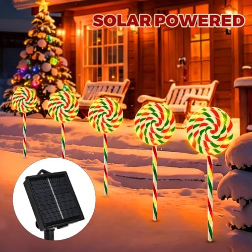 Outdoor Christmas Decorations, Lollipop Pathway Lights, 5 Pack - Image 4