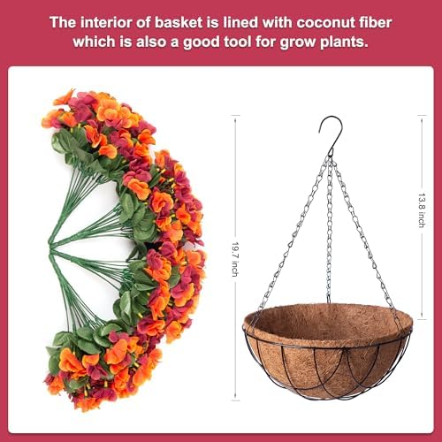 Artificial Fall Hanging Flowers with Basket for Outdoor UV Resistant - Image 3
