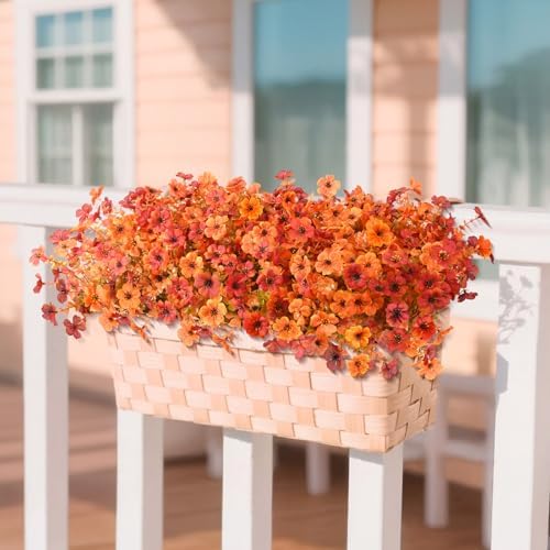 Hommyea Fall Artificial Fake Mums Flowers Plant for Outdoor Faux Home Decor - Image 3