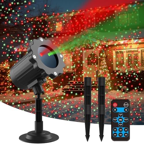 Christmas Projector Lights Outdoor, Waterproof Christmas Decorations Led Lights Projector with Remote Control Timer Indoor Firefly Light for Xmas Yard Garden Holiday Party Home Decor Landscape Patio by Unknown