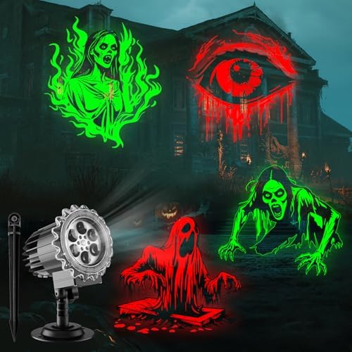 Halloween Projector Lights Outdoor - LED Rotating Skull & Ghost Projection Light, Waterproof Halloween Light Projector, Indoor/Outdoor Decor for Home, Yard, Party, Window & Wall by Unknown
