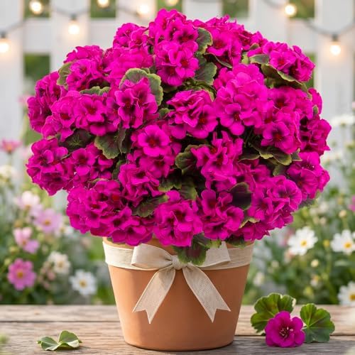 lovemoon 8 Pcs Artificial Geranium Plant Realistic Silk Flowers for Outside UV Resistant Faux Geraniums Flowers for Indoor Outdoor Home Garden Office Decoration (8, Rose Red) - Image 5