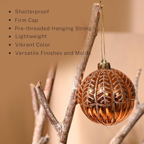 DecorbyHannah Fall Ornaments for Tree, 9ct 3.15in Large Gold Pumpkin Decor - Image 5