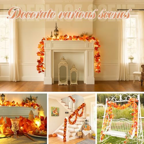 Joyhalo 2 Pack Fall Garland with 6.5FT LED Lights - Image 6