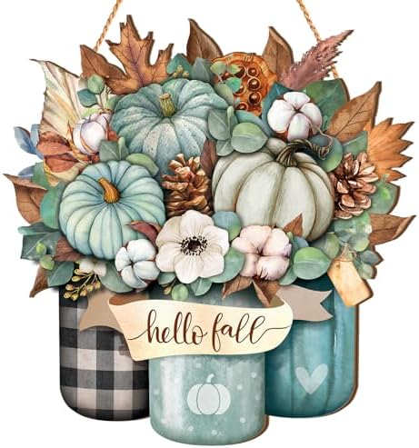 Boao Blue Hello Fall Door Decorations for Home Thanksgiving Decor by Boao