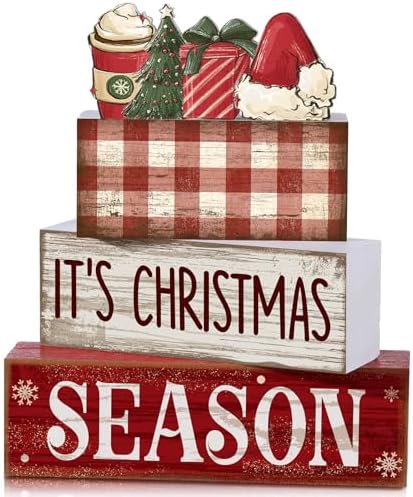 Lineshading 4 Pcs Christmas Table Decoration Wooden Hot Cocoa Santa Hat by Lineshading