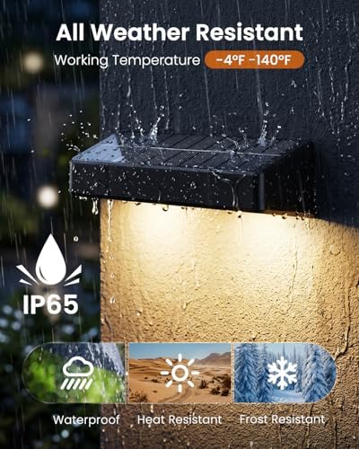JOFIOS Fence Lights Solar Powered 16 Pack, 3000/4000/6000K 3 Modes, IP65 Waterproof Solar Fence Lights Outdoor, Dusk to Dawn Deck Lights for Outside, Wall, Backyard, Step, Patio, Stair Railings - Image 3