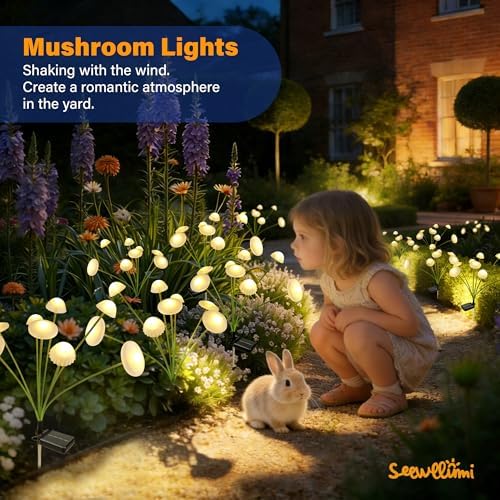 Solar Garden Lights Outdoor, 4Pack Solar Lights Garden Decor, Swaying Mushroom Lights Waterproof for Yard, Patio,Pathway Decoration,Gifts for Women,Mom(Warm White) - Image 2
