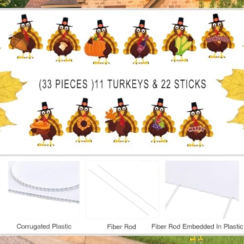 Fanboxk Thanksgiving Yard Decorations Outdoor,11Pcs Thanksgiving Turkey Yard Signs with Stakes,Harvest Porch Yard Sign Decorations for Autumn Farmhouse Patio Outdoor Decor. - Image 5