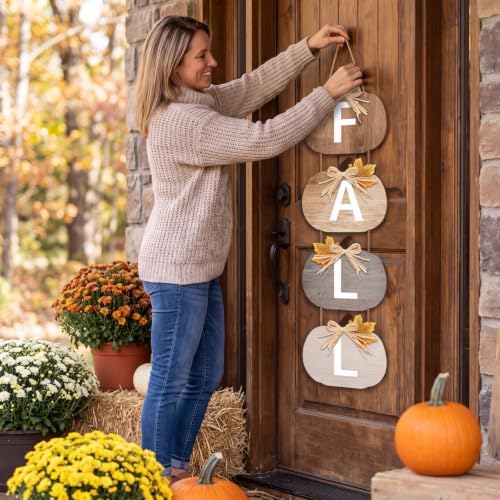 Vicenpal Fall Porch Sign Wooden Hanging Farmhouse,Classic Color,Pumpkin - Image 6