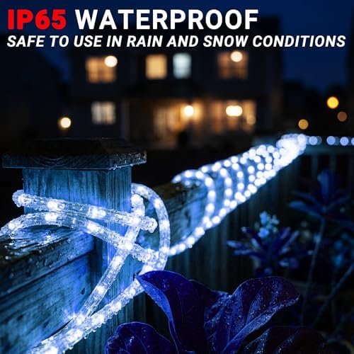 20ft Rope Lights For Outside, Connectable & Flexible Tube Lights with 8 Modes Controller,Waterproof Blue LED Rope Lighting for Deck,Garden,Pool,Patio,Bedroom, Indoor & Outdoor Landscape Strip Lights - Image 5