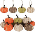 AnyDesign 16Pcs Fall Thanksgiving Pumpkin Hanging Ornament Green Flaxen Orange Brown Burlap Pumpkin Hanging Decors for Autumn Harvest Halloween Christmas Party Tree Mantel Wall Home Decoration by AnyDesign