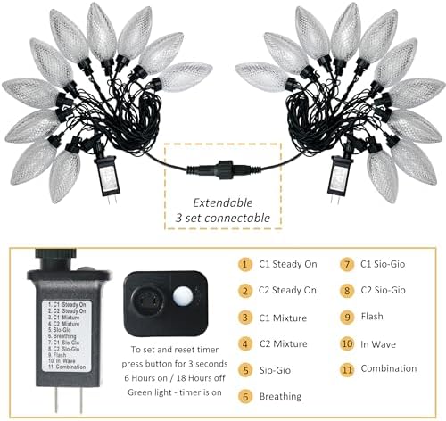 AWQ 10PCS LED 24.6FT Christmas Pathway Lights Outdoor Multi & Warm - Image 4