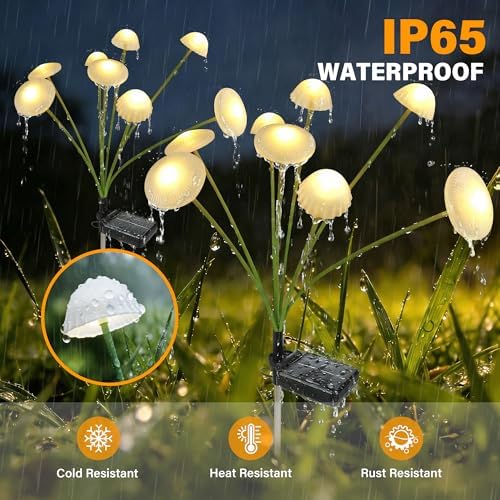 Solar Garden Lights Outdoor, 6Pack Solar Lights Garden Decor, Swaying Mushroom Lights Waterproof for Yard, Patio,Pathway Decoration,Gifts for Women,Mom(Warm White) - Image 4