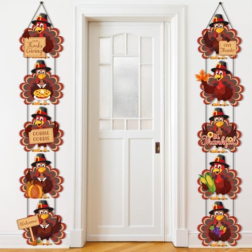 Yaomiao 2 Sets Thanksgiving Welcome Porch Banner Hanging Decoration Sign - Image 7