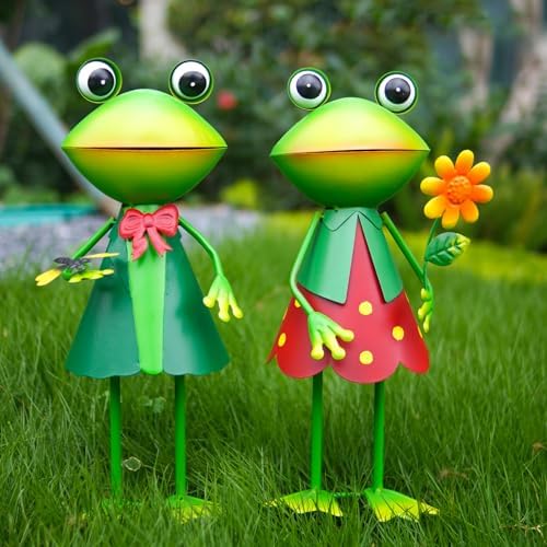 HONGLAND 3D Frog Metal Yard Art Garden Decor for Outside Lawn Pathway Yard by HONGLAND
